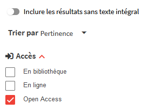 cocher la case Open Access depuis le panneau latéral gauche d'Ariane